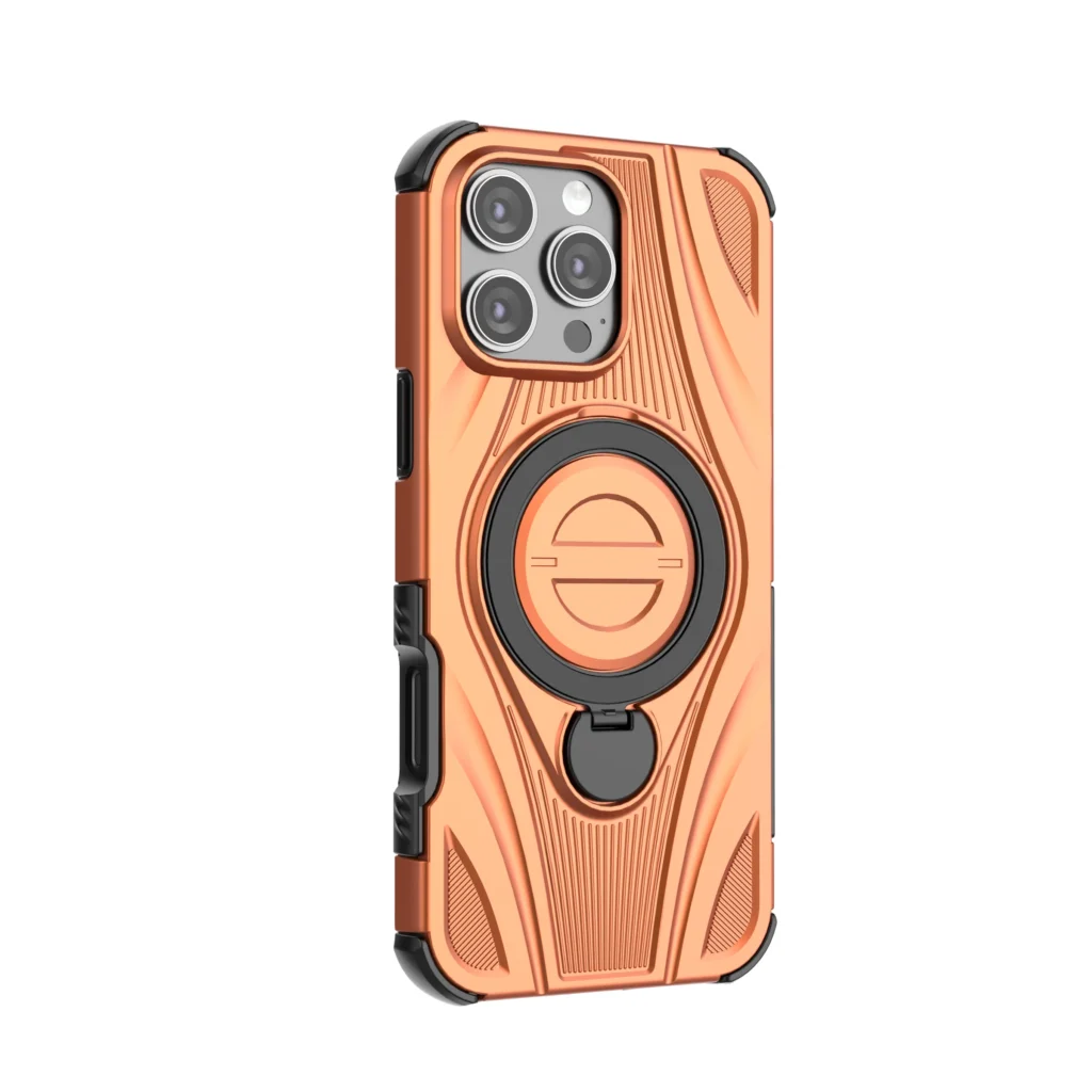 Heavy-duty iPhone case with ring holder and kickstand