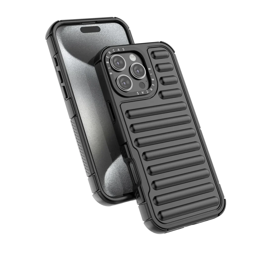 Solid color capsule phone case with built-in airbag corners