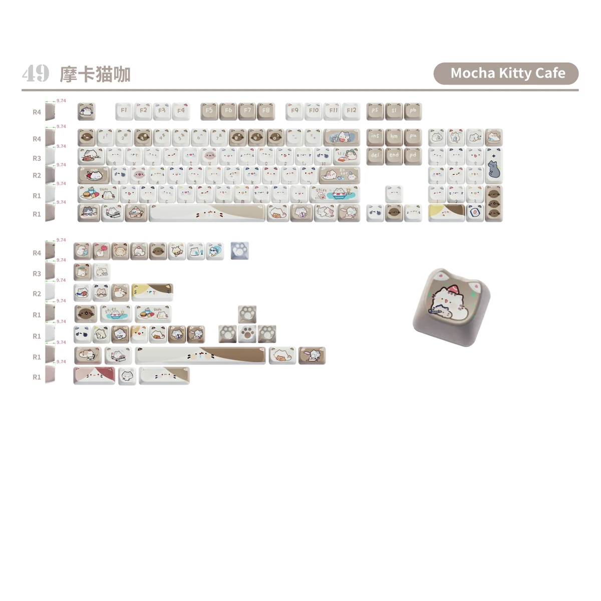Mocha Kitty Cafe Keycap Set product image