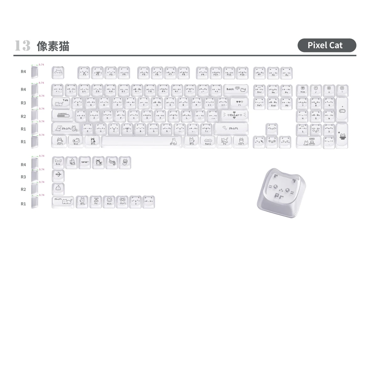 Pixel Cat Keycap Set product image