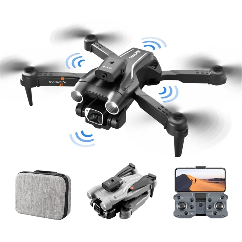 XKJ K9 Obstacle Avoidance RC Drone 4K HD Aerial Photography Folding Aircraft Z908 (Single Battery) - Black - 1