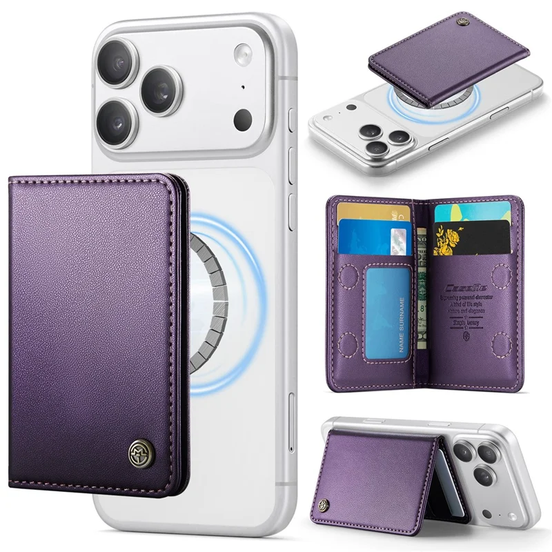 CASEME ME80 Magnetic Wallet with Stand Compatible with MagSafe RFID Blocking PU Leather Card Holder - Purple - 1