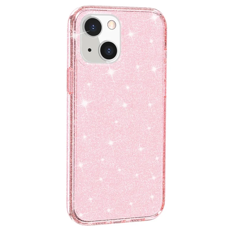 For iPhone 15 Bump Proof Protective Case Sparkly Glitter Hard PC + Soft TPU Phone Cover - Pink - 2
