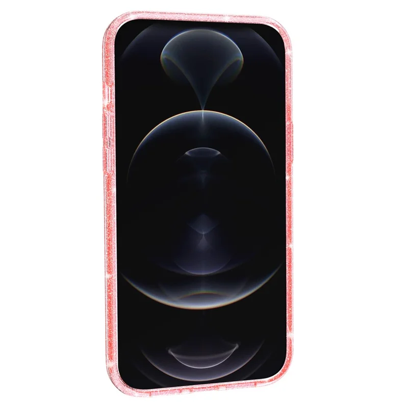 For iPhone 15 Bump Proof Protective Case Sparkly Glitter Hard PC + Soft TPU Phone Cover - Pink - 3