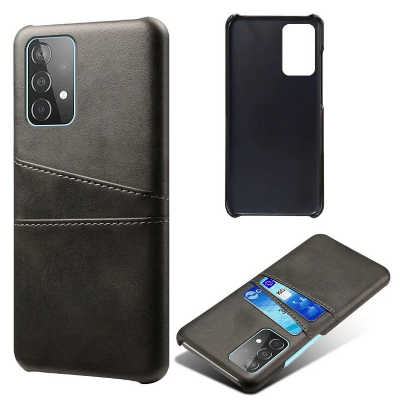 KSQ Case for Samsung Galaxy A52 4G/5G / A52s 5G, Card Slots Design PU Leather PC Inner Shock-Absorbing Cover - Black - 1
