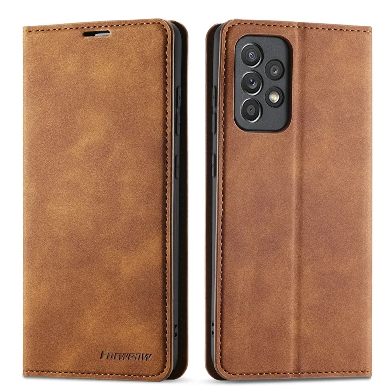FORWENW Fantasy Series Skin Feeling Leather Case for Samsung Galaxy A52 4G/5G / A52s 5G - Brown - 1