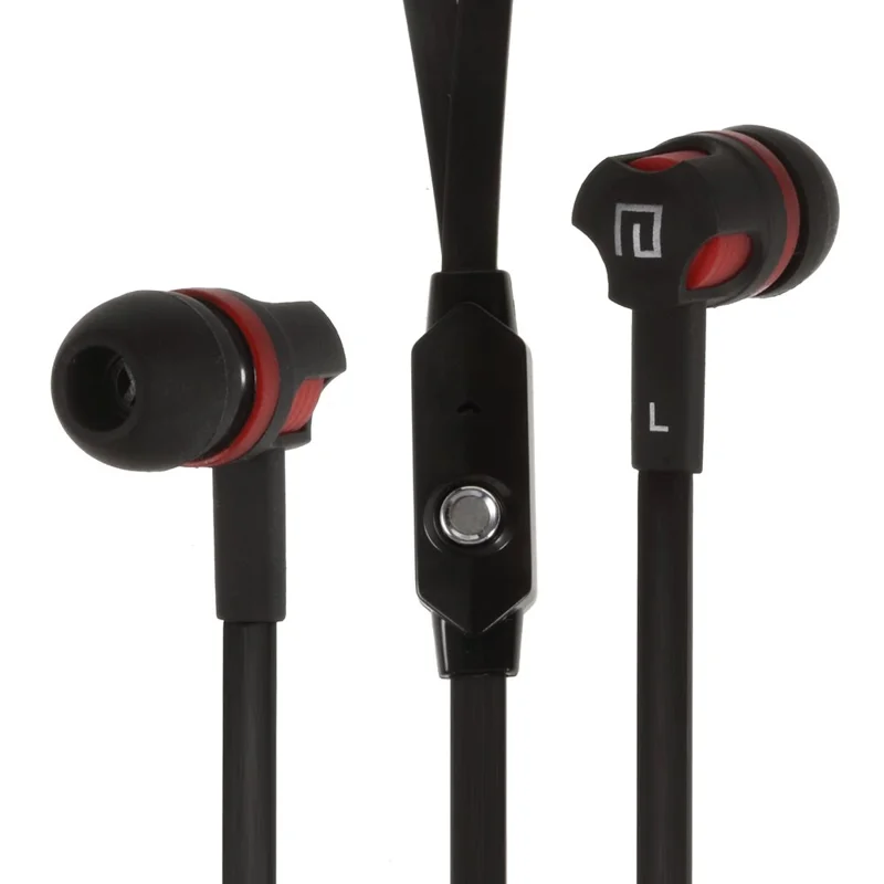 LANGSDOM JM26 3.5mm Flat In-ear Stereo Earphone Headset with Mic for iPhone Samsung HTC - Black - 1