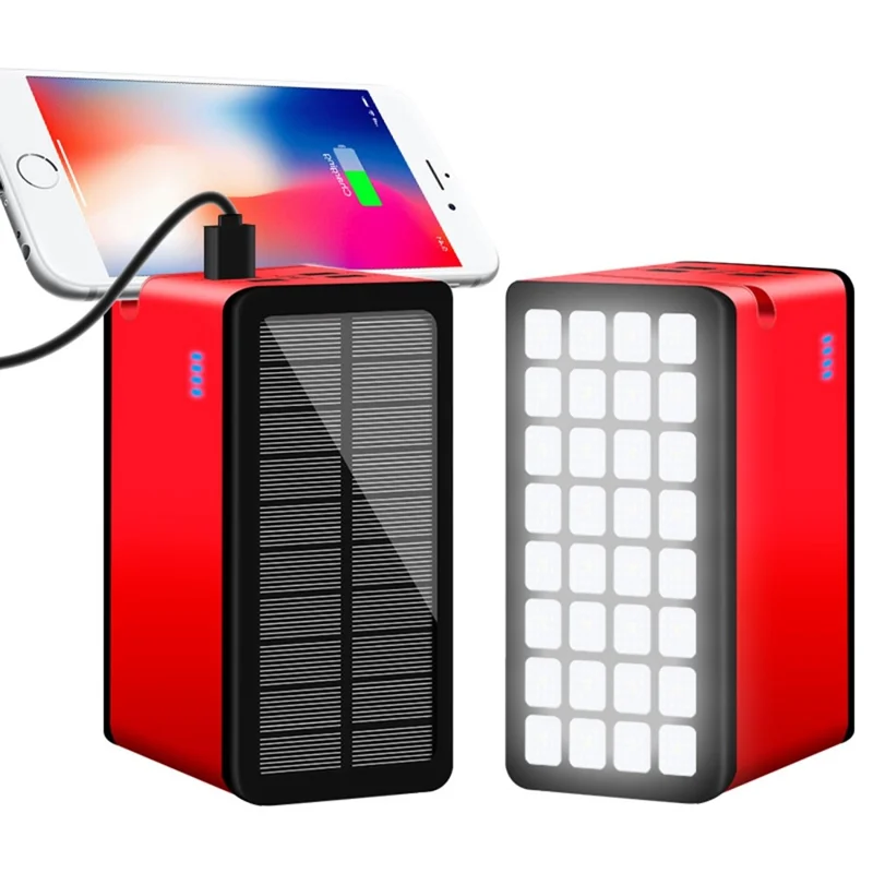 PSOOO 100000mAh Portable Outdoor Solar Power Bank Phone Charger External Battery with LED Light - 1
