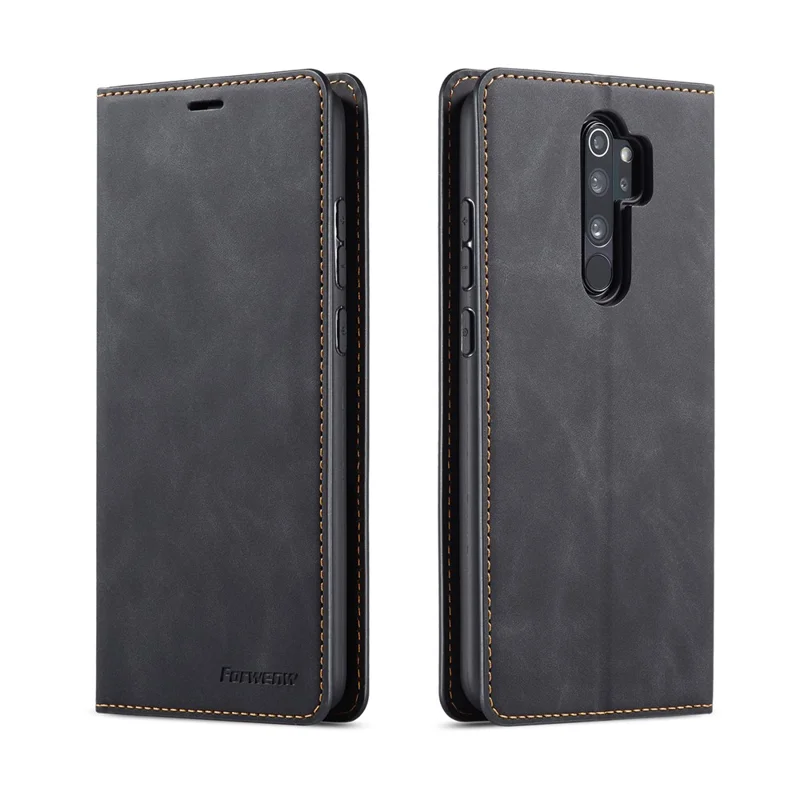 FORWENW Fantasy Series Auto-absorbed Silky Touch Leather Case for Xiaomi Redmi Note 8 Pro - Black - 1