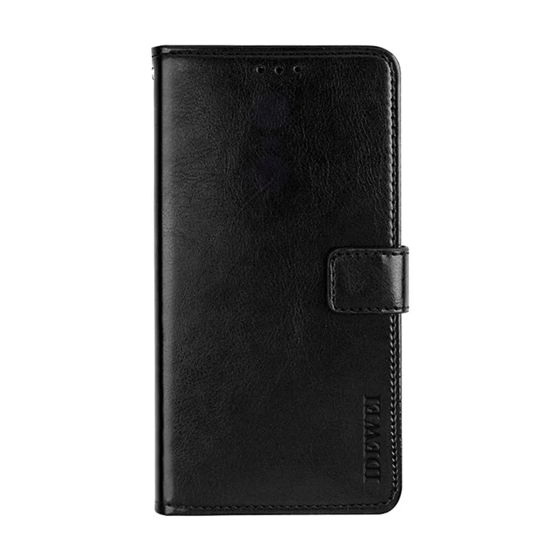 IDEWEI Magnetic Closure Wallet Design Crazy Horse Texture Leather Mobile Casing with Stand for Xiaomi Redmi 9T/9 Power/Note 9 4G (Qualcomm Snapdragon 662) - Black - 1
