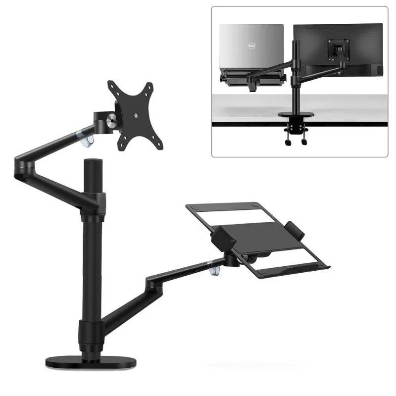 UPERGO OLL-3L Laptop Monitor Arm Mount Desktop Adjustable LCD Desk Mount Compatible with 10-17 inch Laptop 42cm Pole - Black - 1