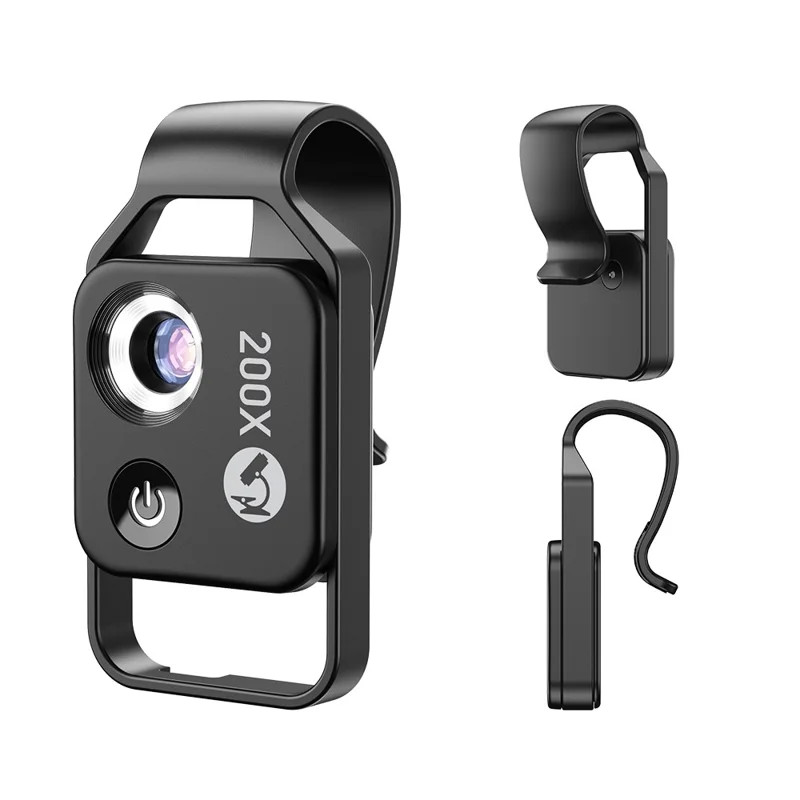 APEXEL APL-MS002CBK 200X Mobile Phone HD CPL Macro Lens Microscope with LED Light - Black - 1