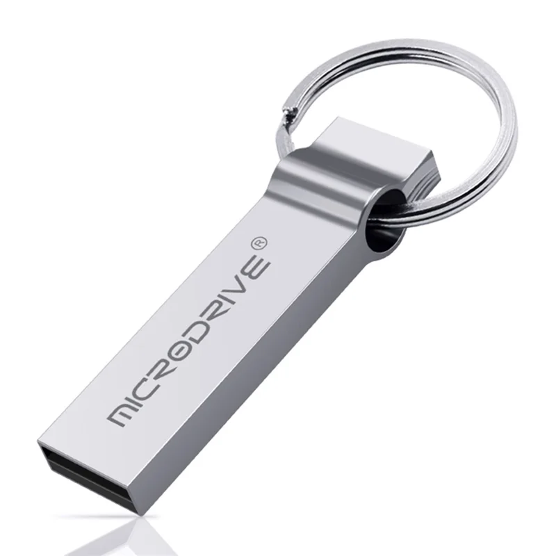 MICRODRIVE 8GB Metal Memory Stick Waterproof USB 2.0 Flash Drive - Silver - 1