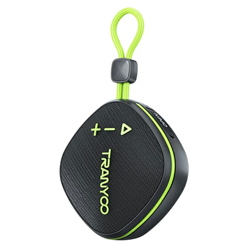 TRANYOO T-B16 Portable Outdoor Bluetooth-Compatible Speaker Wireless TWS FM Radio TF Card Speaker - Black+Green - 1