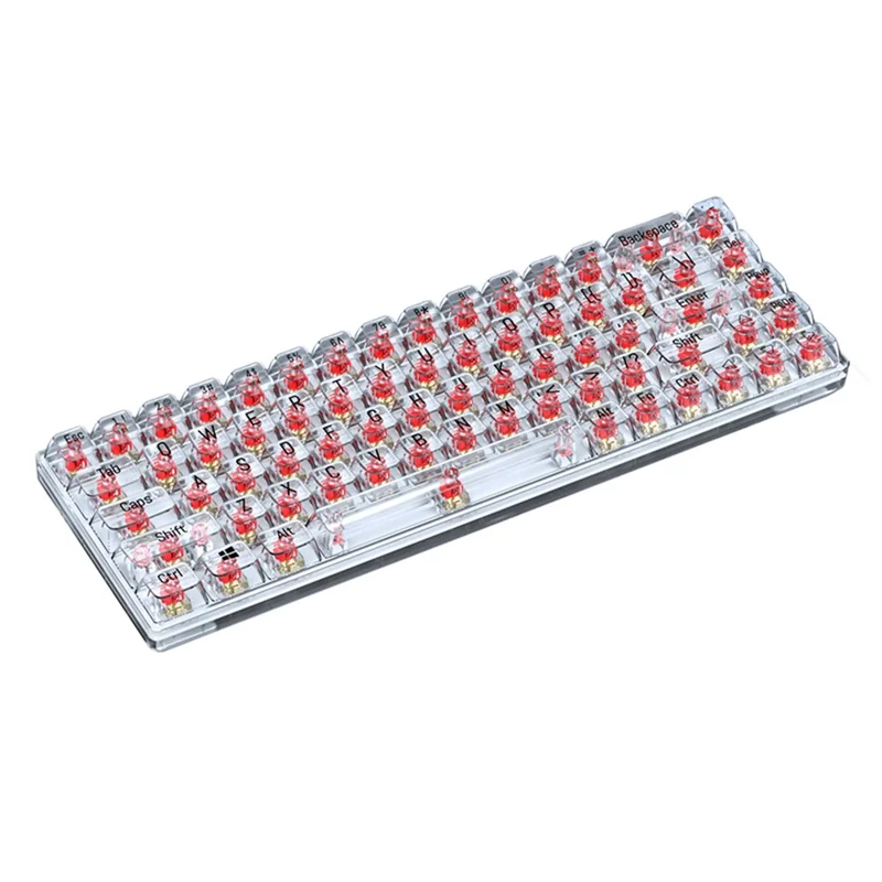 T-WOLF T40 150cm Wired Mechanical Keyboard with Clear Keycaps - Transparent Red - 1