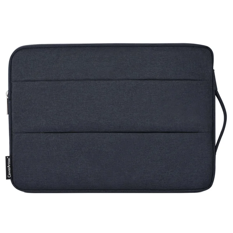 CANVASARTISAN L25-88 Scratch Resistant Sleeve Bag for 15 inch Laptops Portable Slim Case with Dual Pouch/Handle Strap Notebook Shockproof Carry Case - Navy Blue - 1