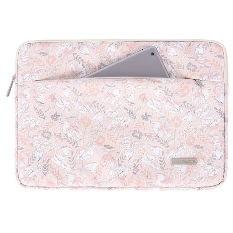 CANVASARTISAN G4-11 Portable PU Leather Carry Case for 13-inch Laptops Shockproof Storage Bag Flower Printed Sleeve Bag with Outer Pouch - 1
