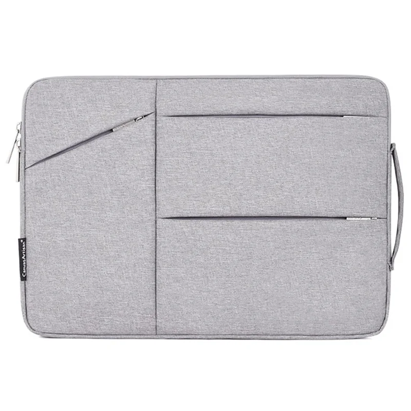 CANVASARTISAN L25-58 Notebook Handbag 13-inch Laptop Protective Sleeve Carrying Bag with Pockets - Light Grey - 1