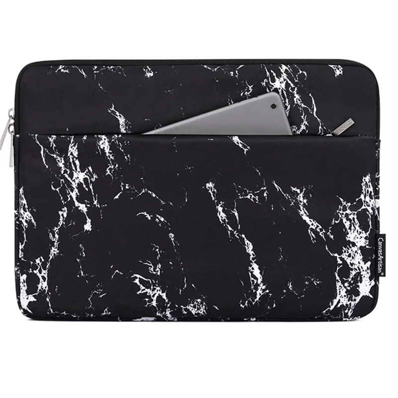 CANVASARTISAN H32-11 13-inch Laptop Zipper Pouch Slim Printed Carrying Bag Notebook Protective Sleeve - Black - 1