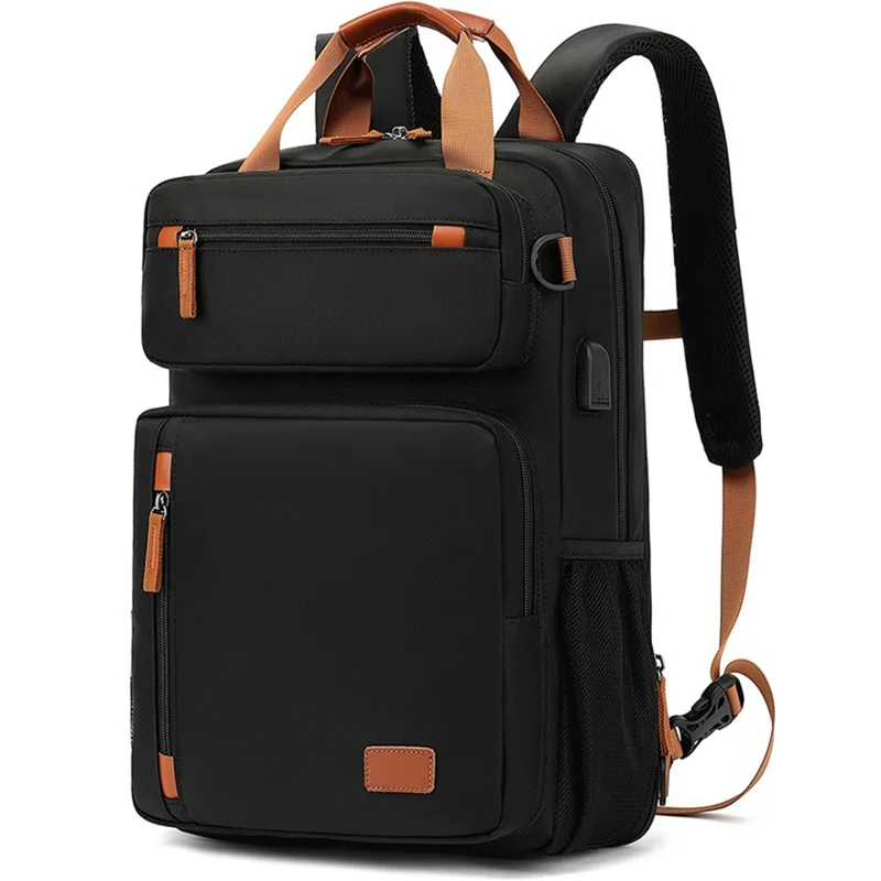 COOLBELL 10010 15.6 Inch Laptop Backpack Waterproof Nylon Expandable Business Travel Bag with USB Charging Port - Black - 1
