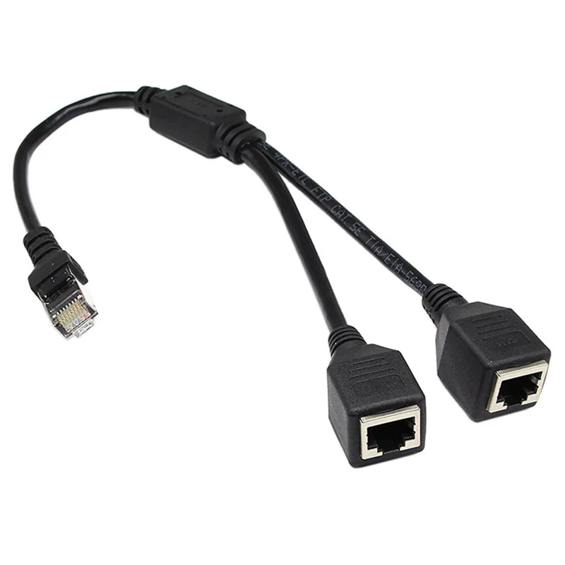 JUNSUNMAY 0.25m 1 Male to 2 Female RJ45 LAN Network Ethernet Splitter Adapter for Cat5 / Cat5e / Cat6 / Cat7 Cable - 1