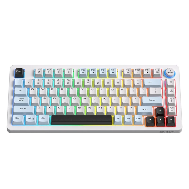 ONIKUMA MT501 81 Keys Gaming Keyboard 3-Mode Wireless 2.4G Bluetooth-compatible Type-C RGB Backlight PC Keyboard - White - 1