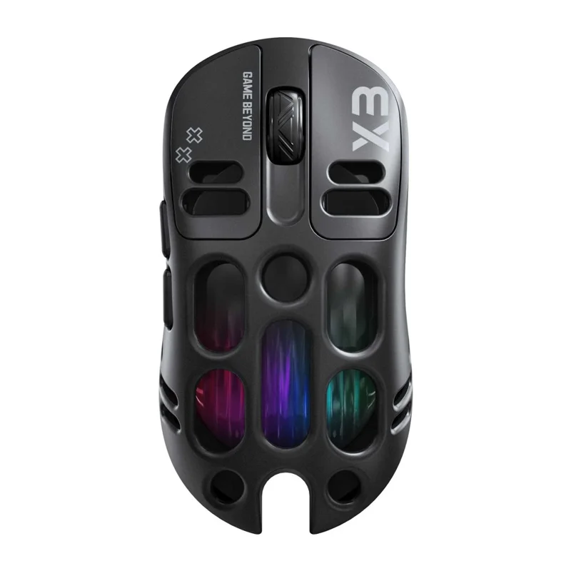 T-WOLF X3 Gaming Mouse Tri-Mode BT Wireless Hollow Design RGB Backlit Mechanical Mouse For Esports - Black - 1
