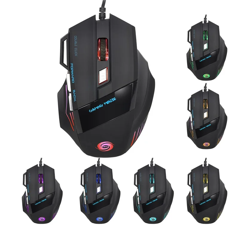 HXSJ A868 Adjustable DPI Colorful Light USB Wired Laptop Computer Ergonomic Gaming Mouse - 1