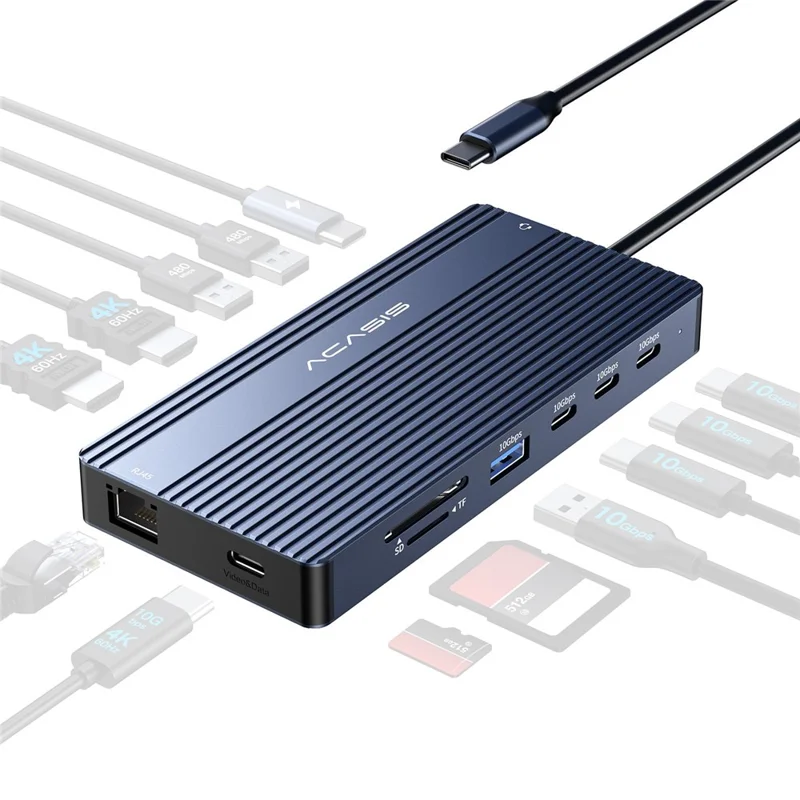 ACASIS DS-0203 14 in 1 USB-C Docking Station 3 Monitor Support 4K / 60Hz HD Hub with PD 100W Ethernet SD / TF Card Reader - 1