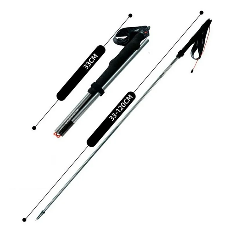 KODENOR 1Pc 120cm Quick Lock Trekking Pole for Outdoor Hiking Aluminum Alloy Foldable Walking Stick - Tarnish - 1