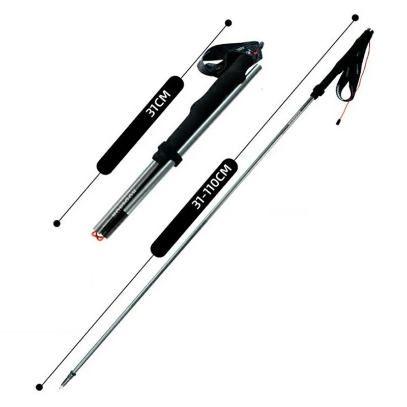 KODENOR 1Pc 110cm Quick Lock Trekking Pole for Outdoor Hiking Aluminum Alloy Foldable Walking Stick - Tarnish - 1