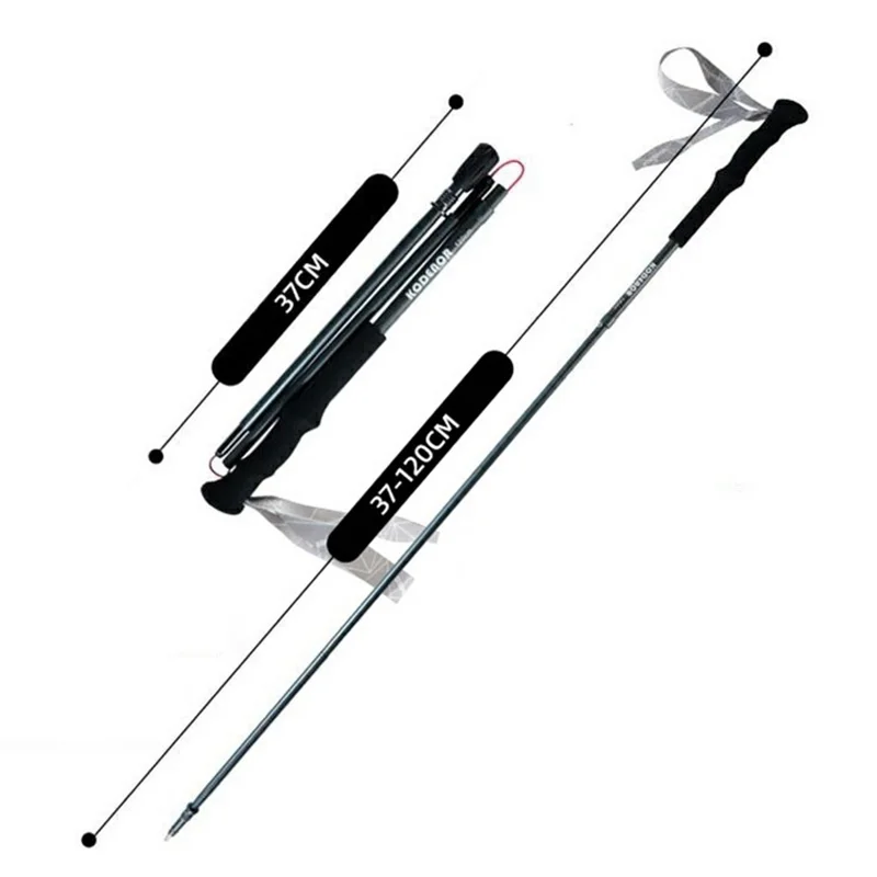 KODENOR 1Pc 120cm Foldable 4-Section Trekking Pole Lightweight Aluminum Alloy Hiking Stick for Mountain Climbing - Tarnish - 1