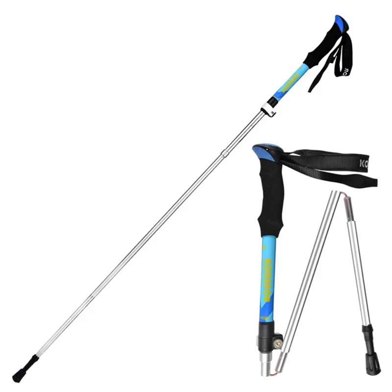 KODENOR Outdoor Trekking Pole Camping 5-Section Aluminum Alloy Walking Stick for 170-190CM Height People - Blue - 1