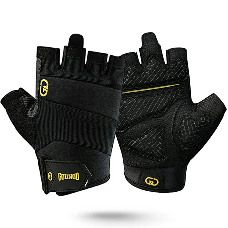 GOUNOD GL058 Non Slip Thickened Palm Protection Half Finger Gloves for Weightlifting Gym Fitness , Black / Size L - 1