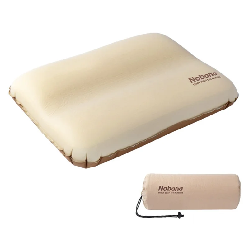 NOBANA Automatic Inflation Pillow Outdoor Camping Travel Head Cushion - Coffee - 1