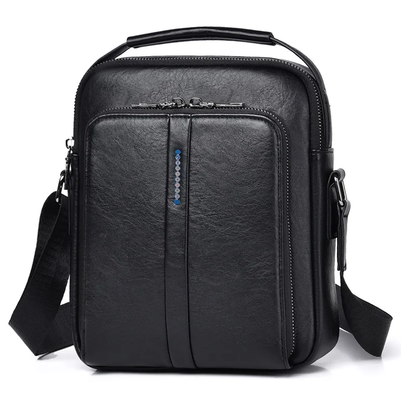 WEIXIER D833 Men Messenger Bag PU Leather Crossbody Shoulder Pouch - Black - 1