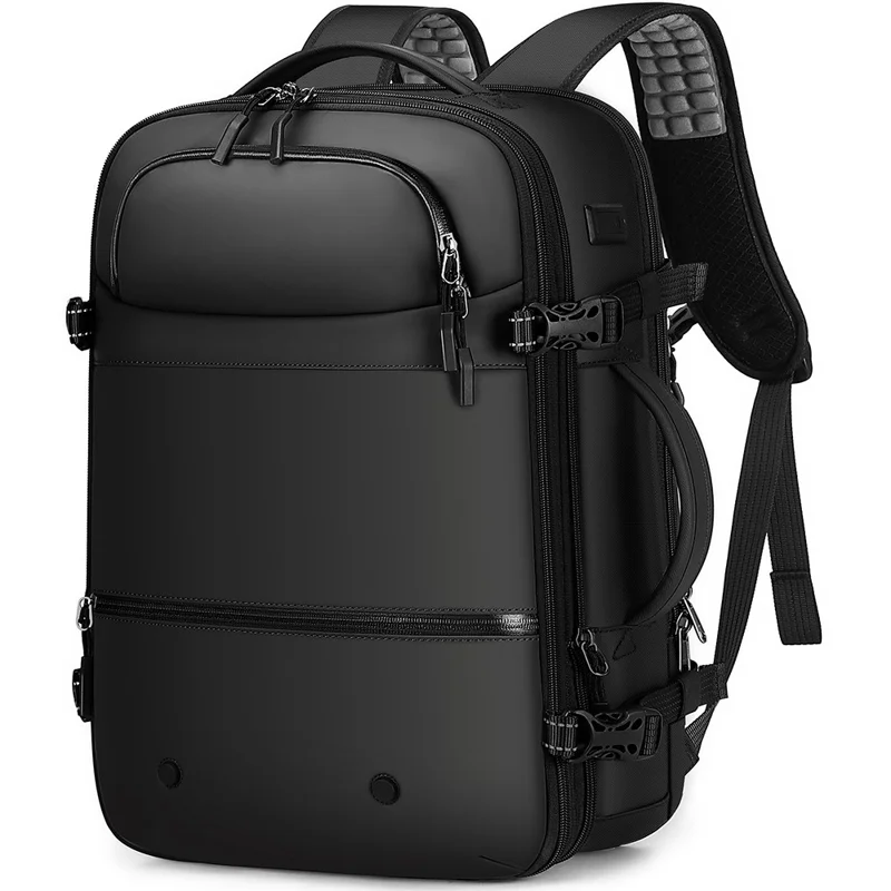 POSO PS-678 4 in 1 Expandable Laptop Backpack and Small Storage Bags Set Travel Dual Shoulder Bag with Air Pump - Black - 1