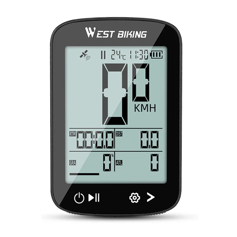 WEST BIKING YP0702115 2.4 Inch Display Wireless GPS Bike Computer Bluetooth-compatible for Road Mountain Bike Cycling - Black - 1