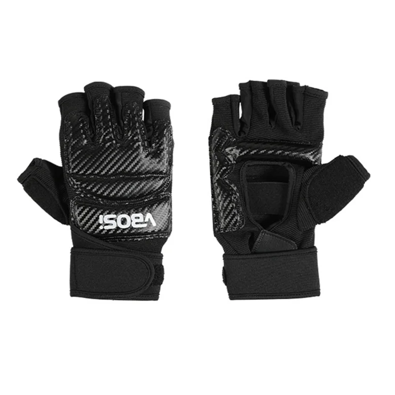 VBOSI 8204V Boxing Gloves Half Finger Fighting Gloves with Compression Wrist Strap Anti-Slip Training Gloves for MMA Gym - Black/M - 1
