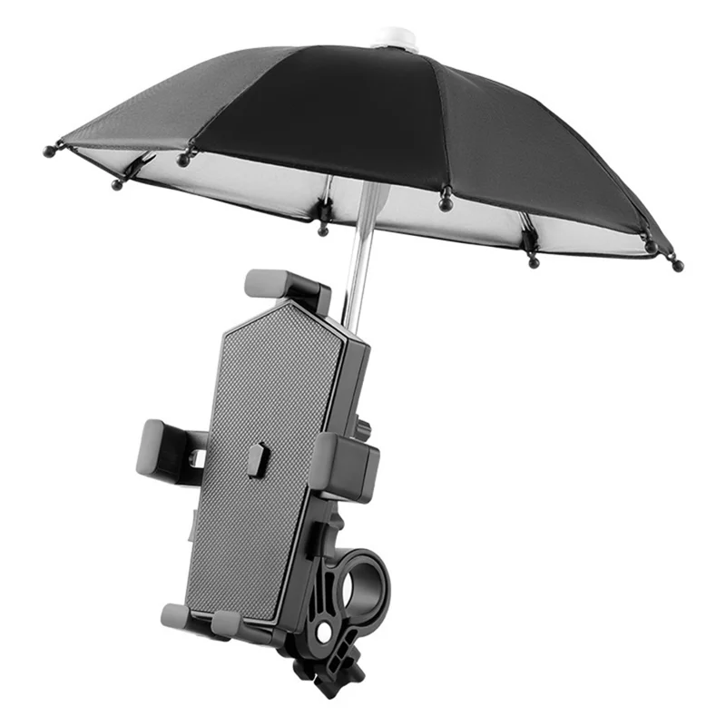 BENGGUO BG-1111 Bicycle Phone Holder Rotary Electric Bike Phone Stand with Umbrella for 4-7 inch Phone - Bicycle / Black - 1