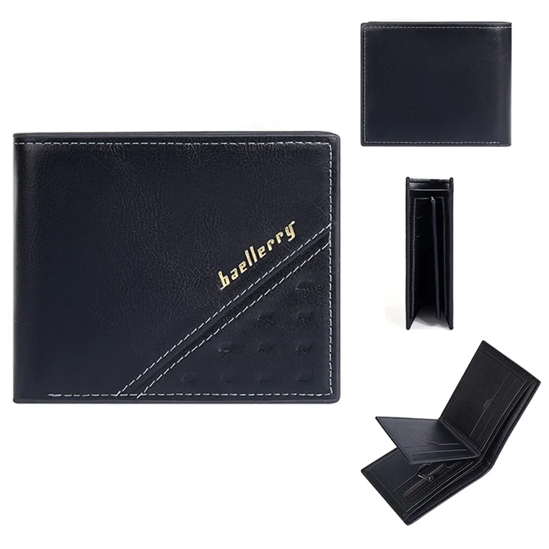 BAELLERRY D3045 Retro PU Leather Men Short Wallet RFID Blocking Cards Cash Carrying Bag - Black - 1