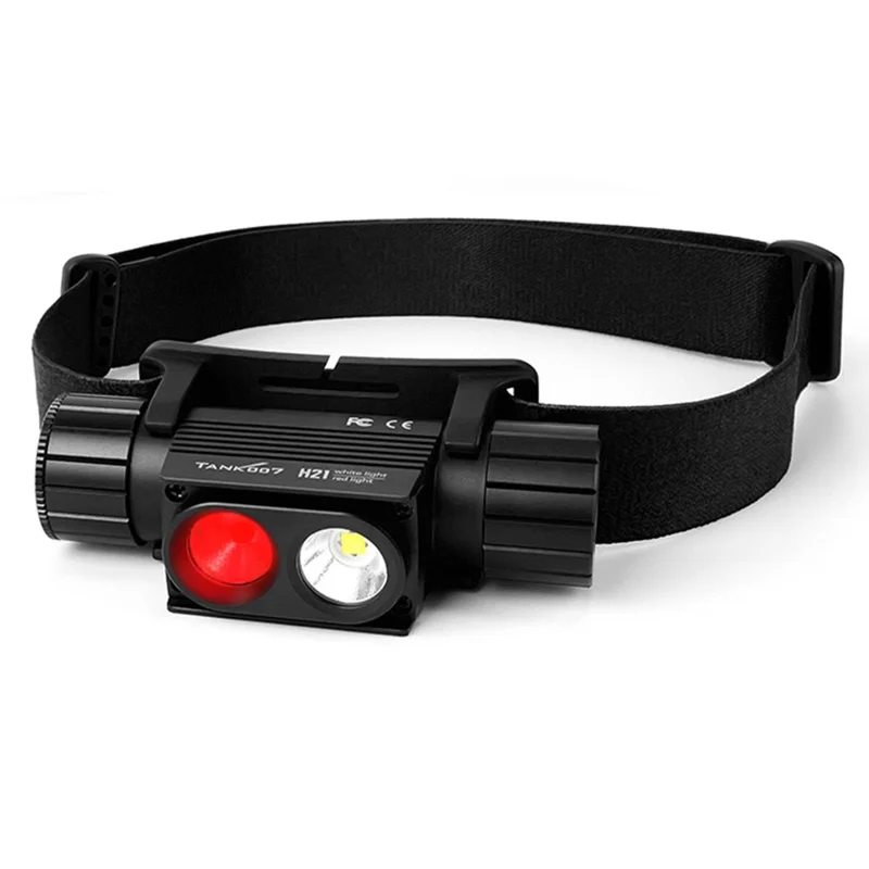 TANK007 H21 Spotlight / Floodlight Dual Light Source Headlamp 1000 Lumens Aluminum Alloy Head Torch - White+Red - 1