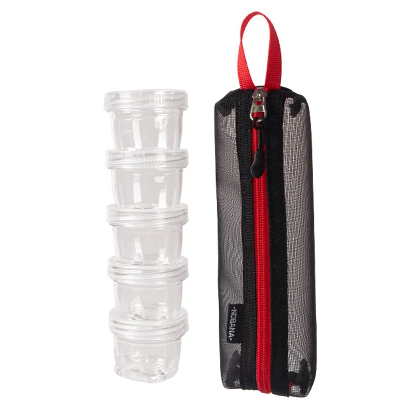 NOBANA 5Pcs Empty Travel Spice Kit PET Spice Salt Pepper Bottle Condiment Containers Set with Lid for Camping Picnic (No FDA, BPA-Free) - Black - 1