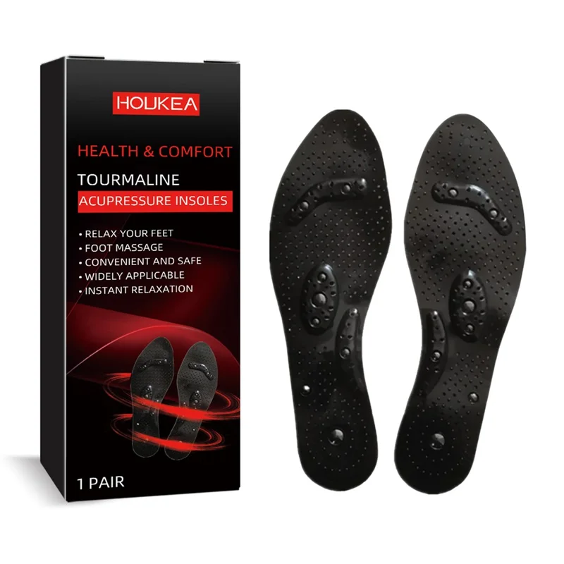 HOUKEA HKA06-A045-1-BK1 1 Pair Tourmaline Acupressure Insoles Foot Massage Relaxation Insoles - 1