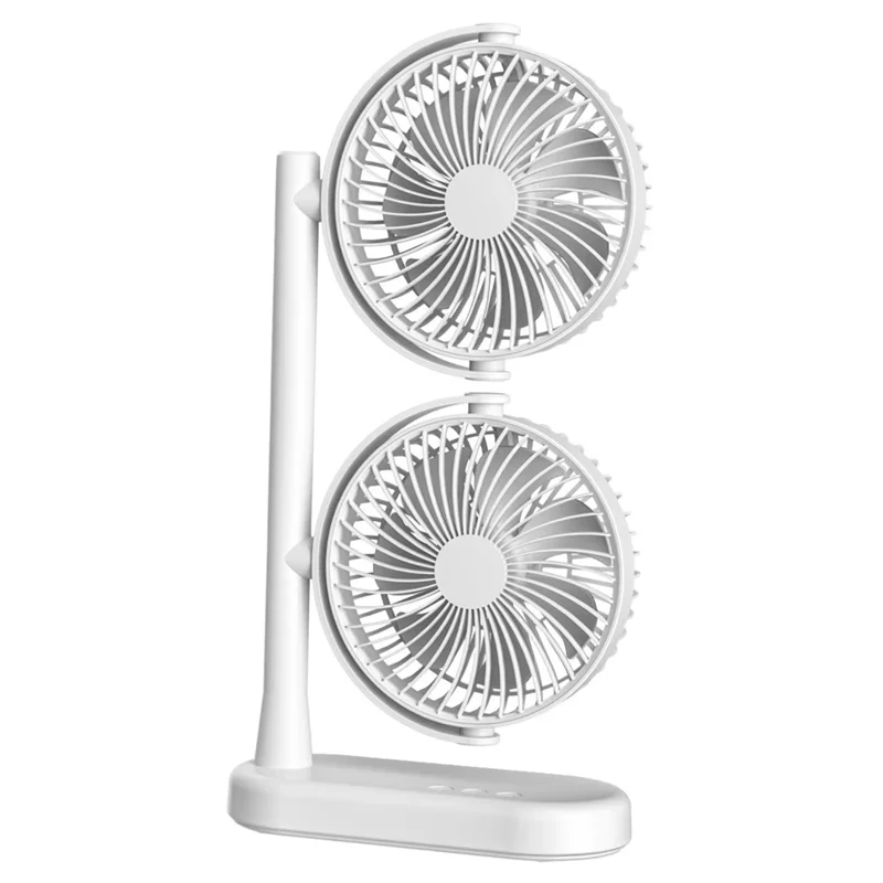 F-052 Dual Head Desk Fan for Office Dorm 3 Speeds USB Rechargeable Air Circulator Fan ( Built In 4000mAh Battery ) - 1