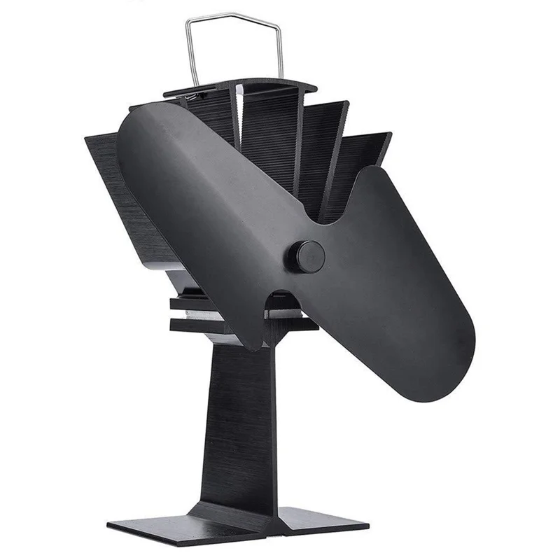 2-blade Heat Powered Stove Fan Anodized Aluminum Fireplace Fan Efficient Heat Distribution - 1