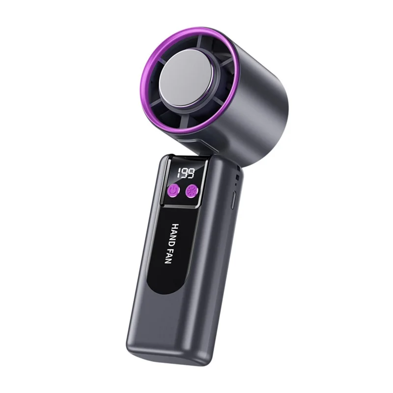 G2 Pro 199 Speeds Handheld Fan 3000mAh Portable Semiconductor Cooling Foldable Neck Fan with LED Display - Dark Grey - 1
