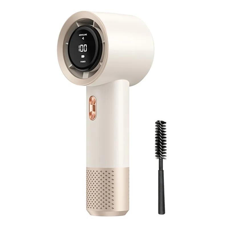 199-Speed Mini Portable Handheld Fan Digital Display 3000mAh Battery Type-C Charging Cooling Fan - Beige - 1