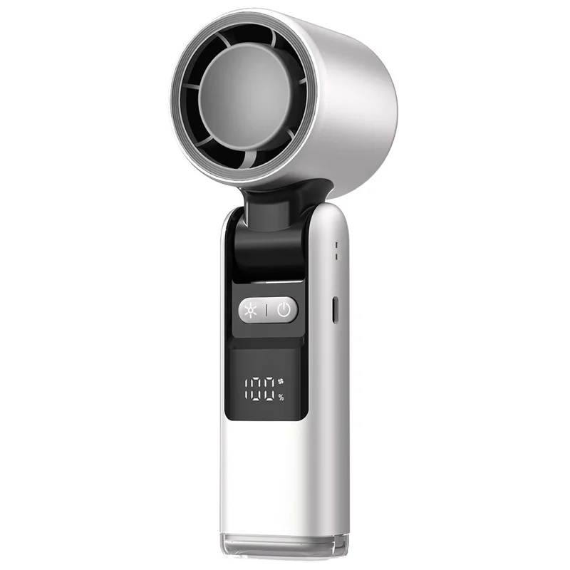 K801 Summer Mini Handheld Fan 100 Speeds Adjustable Digital Display Portable Folding Fan ( No Cold Compress ) - White - 1