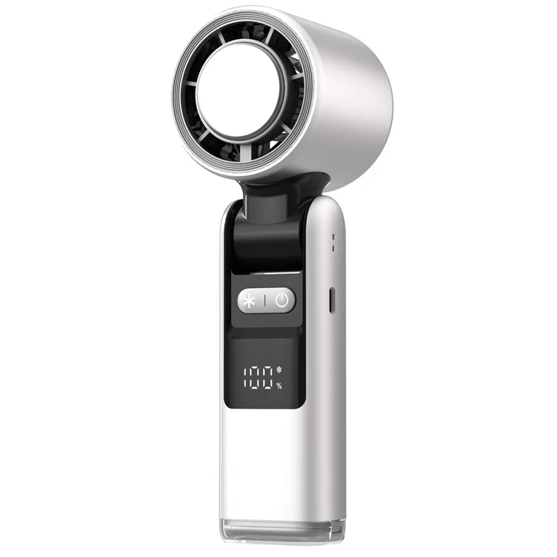 K801 Summer Mini Handheld Fan 100 Speeds Adjustable Digital Display Portable Folding Fan ( with Cold Compress ) - White - 1